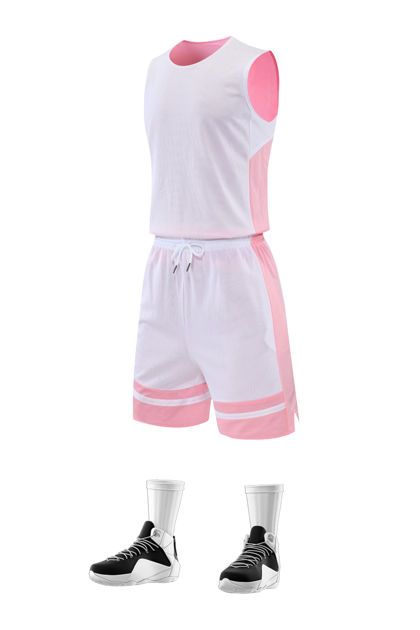 Men’s Performance Basketball Kit - White/Pink