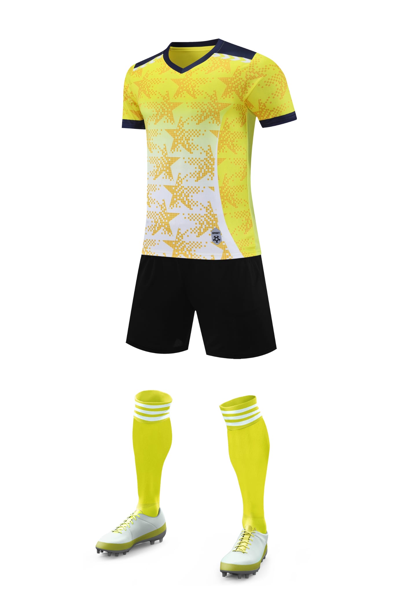 Men’s Performance Football Shirt – Yellow / Black / White Classic Fit