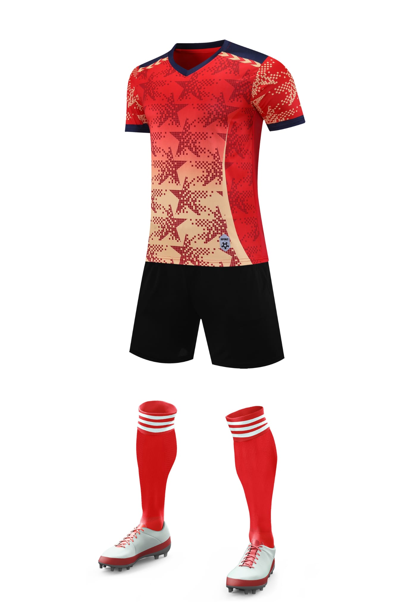 Men’s Performance Football Shirt – Red / White / Black Classic Fit