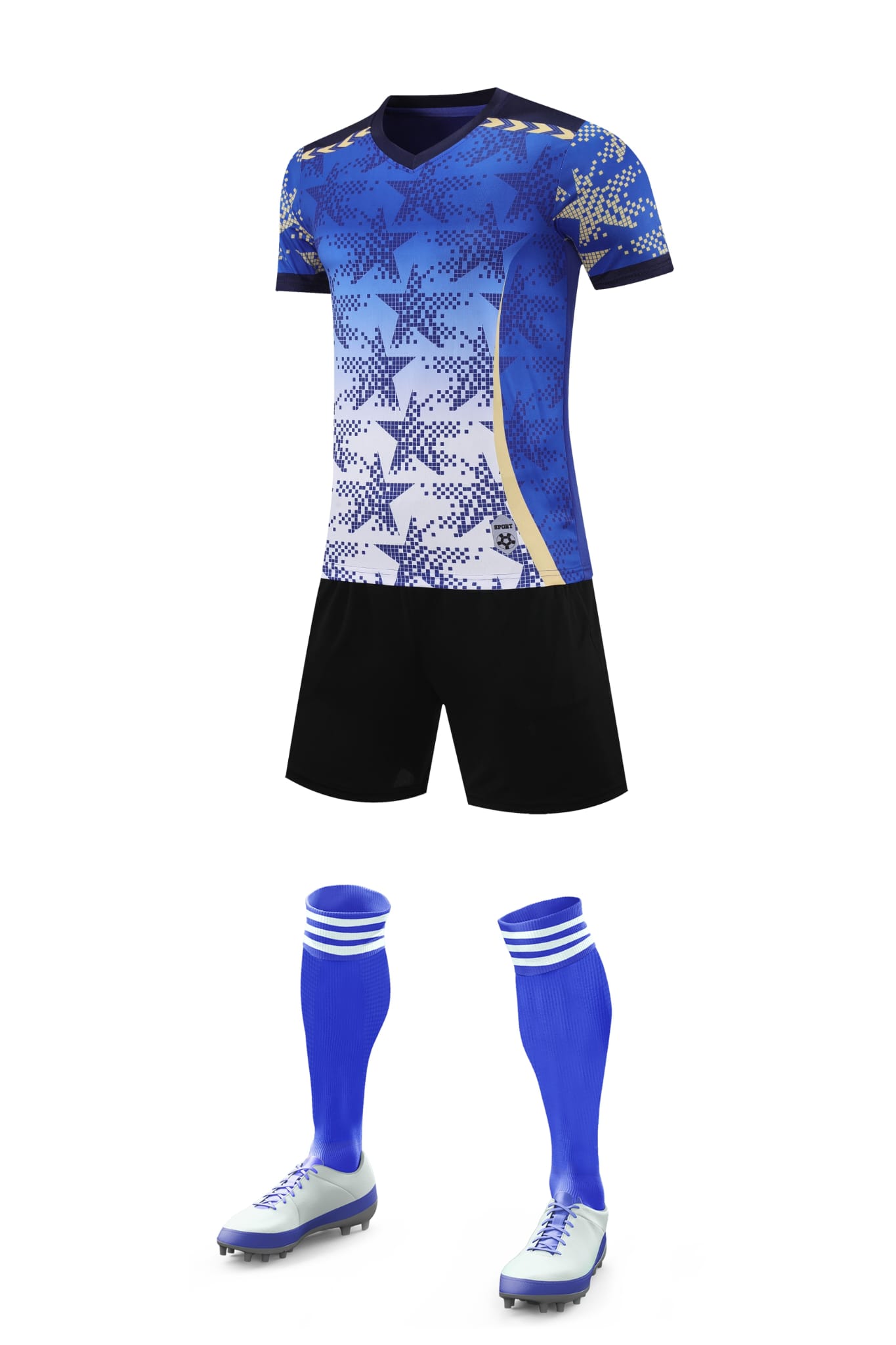 Men’s Performance Football Shirt – Dark Blue / White / Black Classic Fit