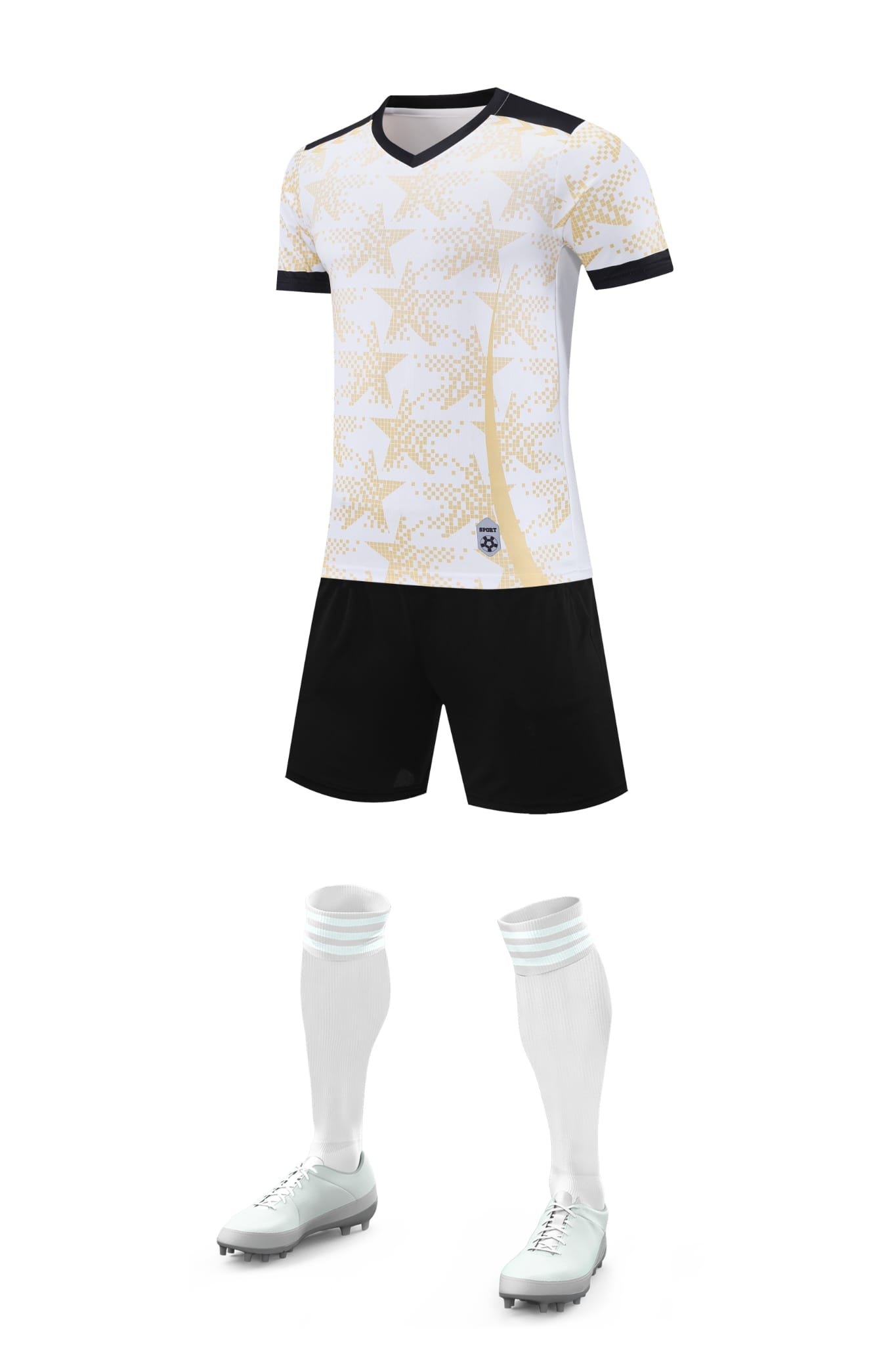 Men’s Performance Football Shirt – White / Gold / Black Classic Fit