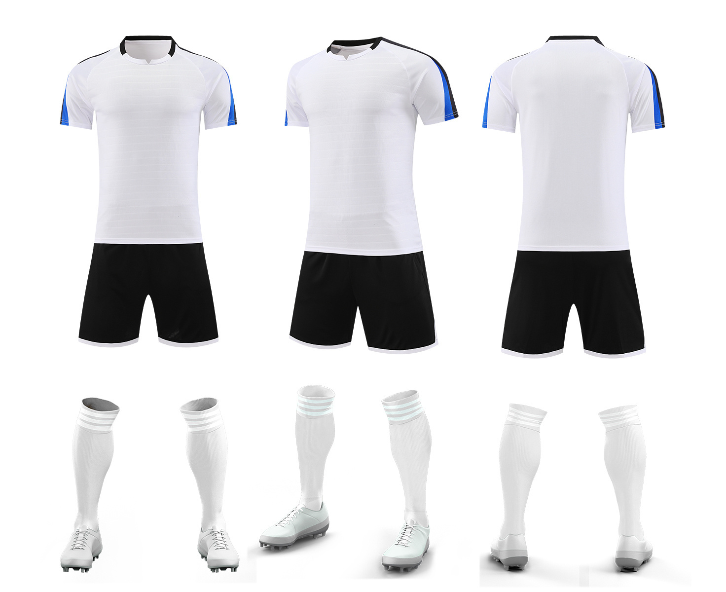 Men’s Performance Football Shirt – White / Blue / Black Classic Fit