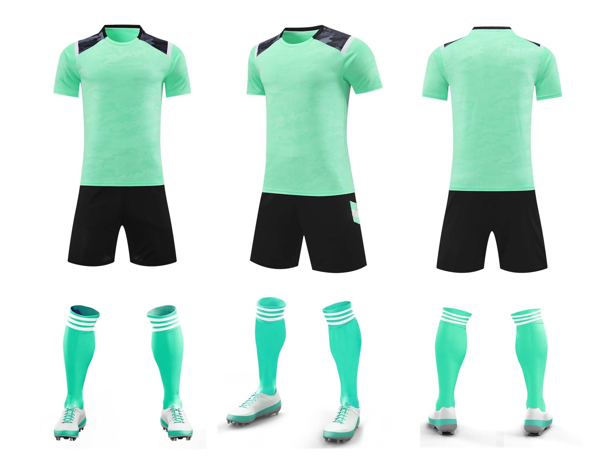 Men’s Performance Football Shirt – Light Green / Blue Classic Fit