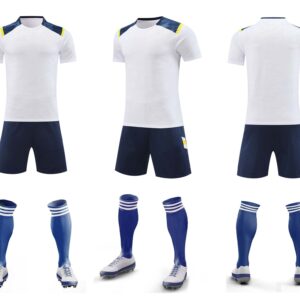 Men’s Performance Football Shirt – White/Dark Blue/Yellow Classic Fit