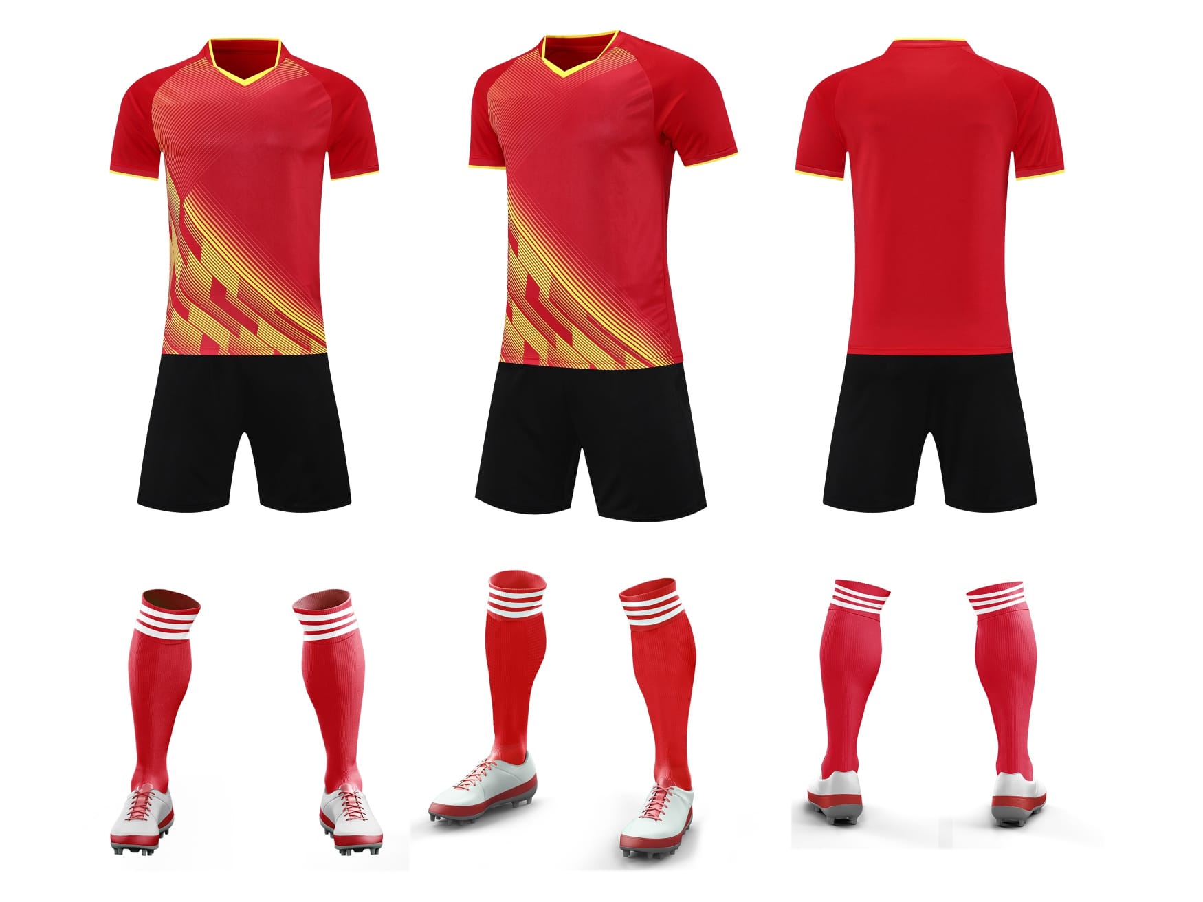 Men’s Performance Football Shirt – Yellow / Red / Black Classic Fit