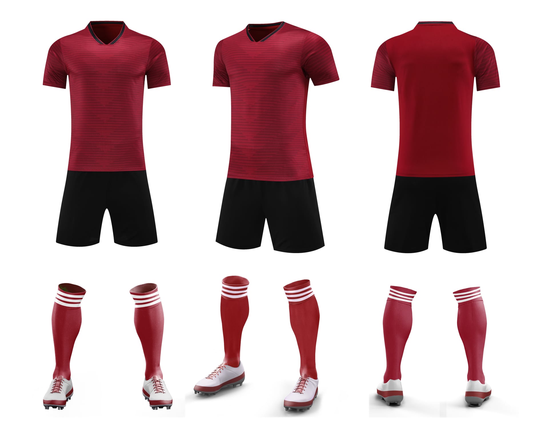 Men’s Performance Football Shirt – Maroon / Black / White Classic Fit