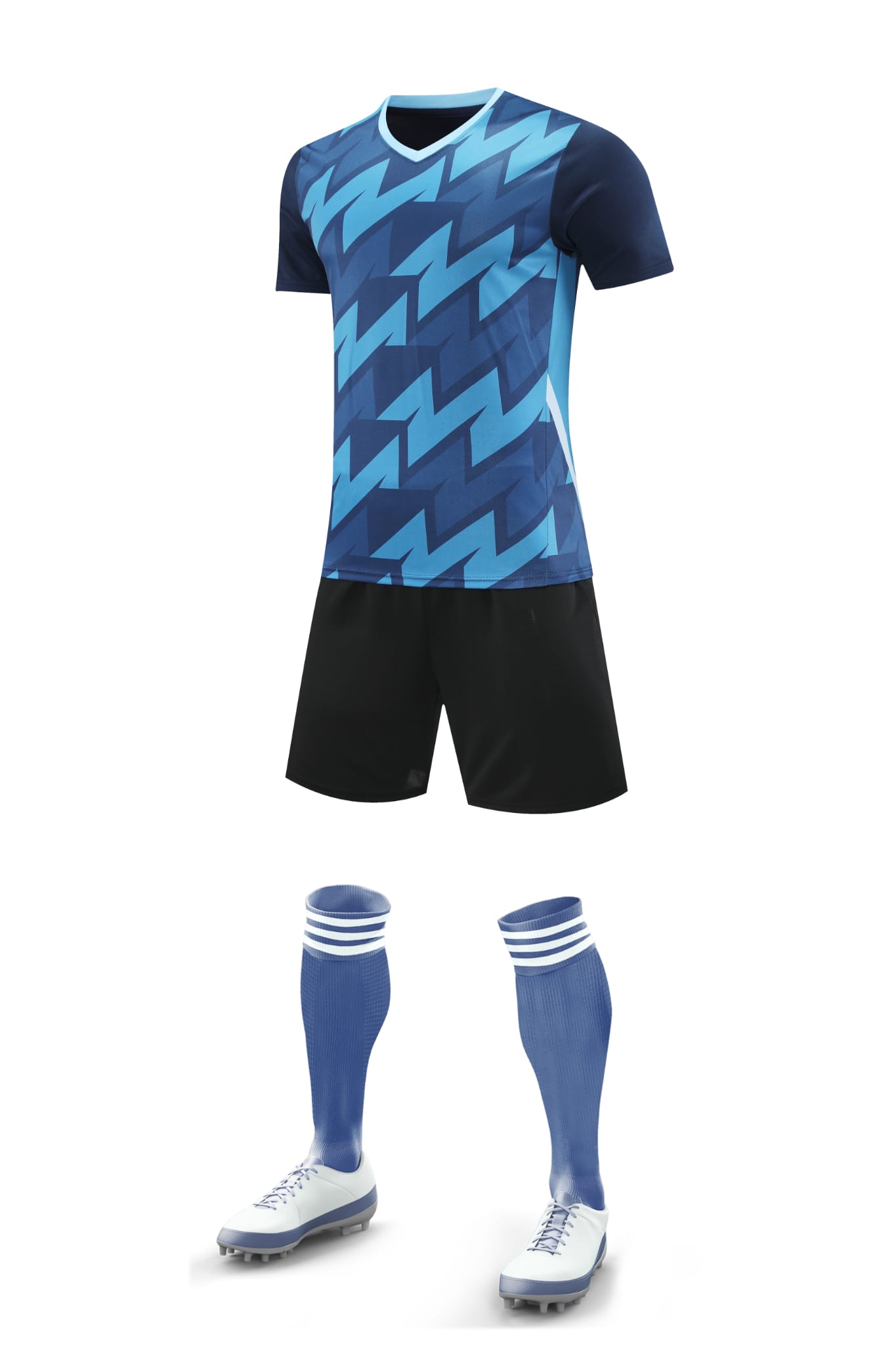 Men’s Performance Football Shirt – Blue / Black / White Classic Fit